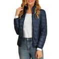 thumbnail image 1 of Chaqueta acolchada para mujer Inspire Chic con cuello alto, ligera, con capucha y cierre, talla XL, azul oscuro, 1 of 6