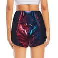 thumbnail image 3 of Picia Cool Wolf Head Pattern Women's 2 in 1 Athletic Running Shorts High Waisted Workout Casual Gym Sweat Shorts with Comfy Liner Zipper Pockets-Small, 3 of 9