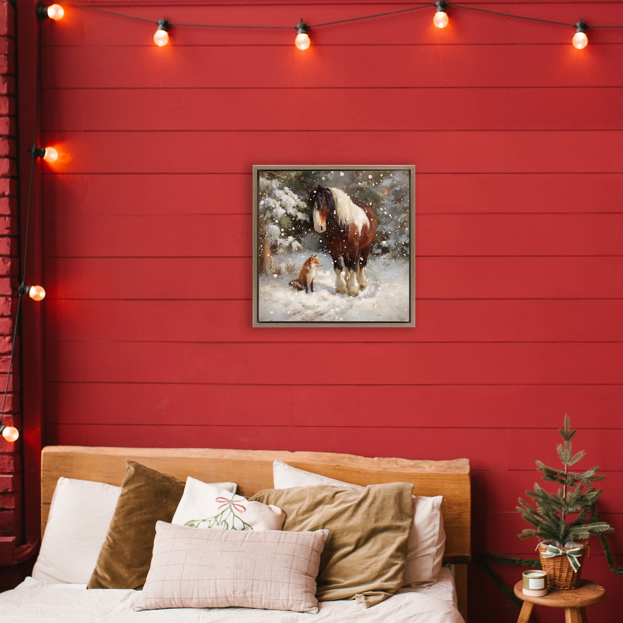 Stupell Industries The Horse & The Fox Brown Framed Floater Canvas Wall Art, design by Tina LeCour