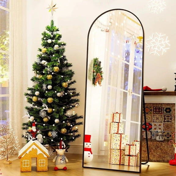 BEAUTYPEAK 64"x21" Full Length Mirror Arched Standing Floor Mirror Full Body Mirror, Black