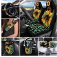 thumbnail image 2 of Garronmavis 15pcs Automobile Interior Sets Sunflower Leopard Print Front Rear Car Seat Covers Steering Wheel Cover Shoulder Protector Cover Coasters Keychain Rearview Mirror Cover, 2 of 7