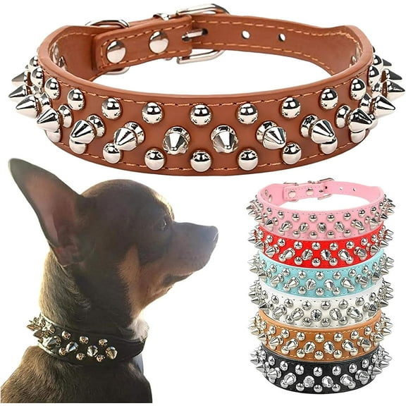 1Pcs Spiked Dog Collar Black Soft Pu Leather Funny Mushrooms Rivet Spike Studded Puppy Collar Adjustable Outdoor Pet Dog Collar for Small Medium Large Dogs Cats Chihuahua Pug Pit Bull Dog Collars