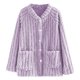 thumbnail image 5 of Pijama de manga larga para mujer, de invierno, de color liso, de franela gruesa con forro polar añadido, de manga larga, cálido, para el hogar, de poliéster., 5 of 6