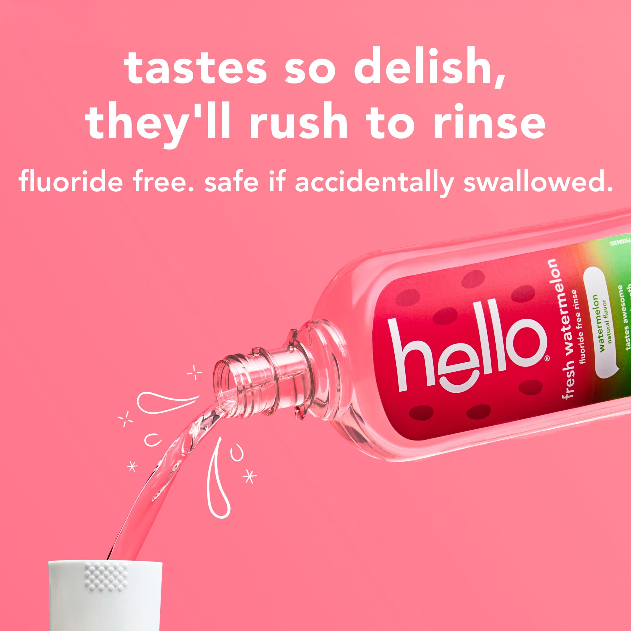 hello Fresh Watermelon Kids Mouthwash, Fluoride Free, 17.6 fl oz