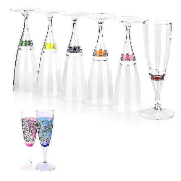 6 Pcs Led Wine Champagne Flute Glasses Water Liquid Activated Flashing Light-Up Cups Novelty Glasses for Weddings Bar Halloween