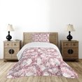 thumbnail image 4 of Ambesonne Floral Quilted Bedspread Set 2 Pcs, Sketchy Leaves Petals, Twin Size, Maroon Coral and White, 4 of 5