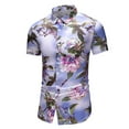 thumbnail image 2 of Alkepwun Plus Size Mens Golf Shirt Mens Tropical Print Hawaiian Shirt Slim Fit Short Sleeve Casual Button Down Floral Shirt Summer Beach Shirts on Clearance, 2 of 6