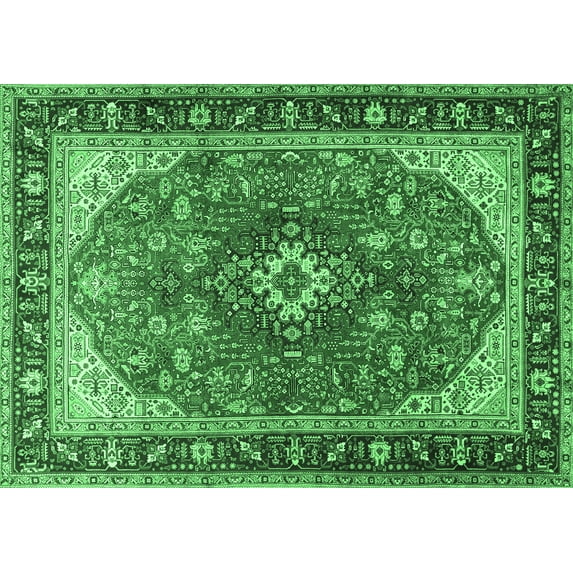 Ahgly Company Indoor Rectangle Medallion Emerald Green Traditional Area Rugs, 5' x 8'
