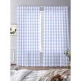 thumbnail image 3 of Blue Grid Sheer Curtains 96 Inch Length 2 Panels Set, Checkered Plaid Gingham Lattice Trellis Print Voile Window Treatment Semi Sheer Long Curtains Drapes for Bedroom/Living Room/Kitchen 52"x96"x2, 3 of 7