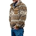 thumbnail image 4 of Men‘s Winter Fleece Pullover Sweatshirt Jacket Button Collar Warm Sweater Coat, 4 of 6