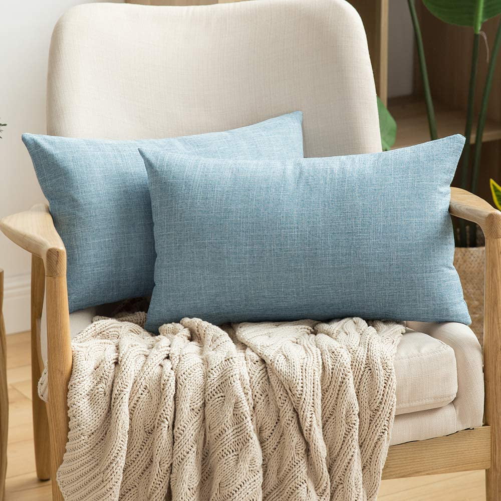 MIULEE Pack of 2 Decorative Throw Pillow Covers Linen Burlap Square Solid Farmhouse Modern Concise Throw Cushion Case Pillowcase for Sofa Car 20x20 Inch 50x50 cm Ivory