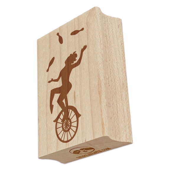 Circus Carnival Acrobat Juggling on Unicycle Rectangle Rubber Stamp Stamping Scrapbooking Crafting - Small 1.7in