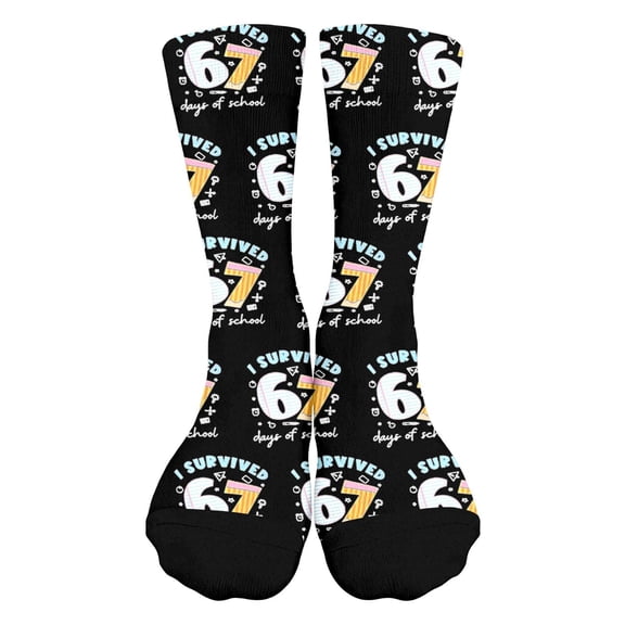 Tiweut 67 Socks Meme 6 7 Basketball Socks Funny Six Seven Design Novelty Socks,Black,One Size