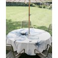 thumbnail image 2 of Outdoor Tablecloth with Umbrella Hole Zipper Blue Painting Floral Round Tablecloth 60" Waterproof Outside Table Cloth Farmhouse Flowers Classic Patio Table Cover Tablecloths for Picnic Party, 2 of 8