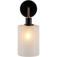 thumbnail image 2 of Mark&Day Wall Sconces, Ernstbrunn Global Black 1-Light Plug-in Hardwire Wall Sconce Lighting for Bedroom Hallway Kitchen, Powder Coated Plated Frosted Wall Lamp, Bulb not Included (15"H x 6"W x 10"D), 2 of 9