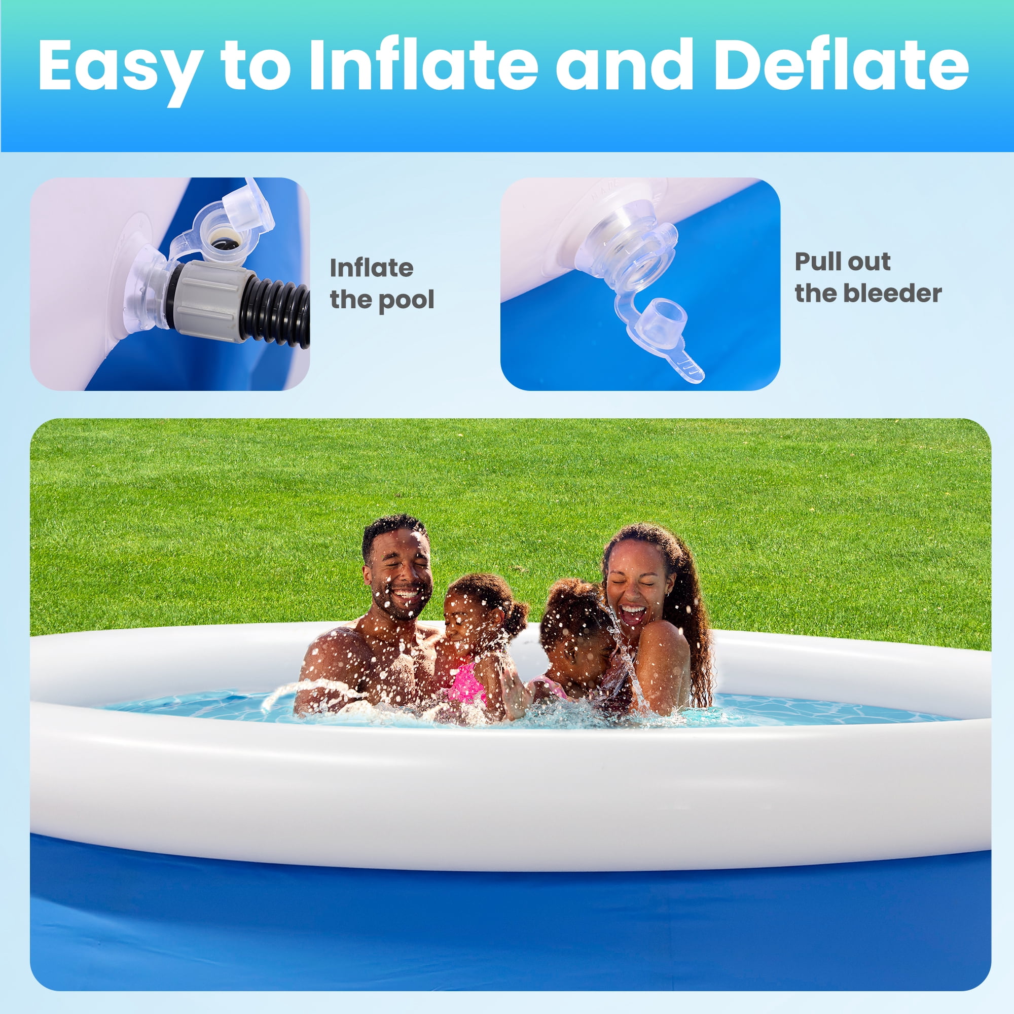 Mousport 10ft x 30in Round Inflatable Swimming Pool with Filter – Blue Fast Set Family Pool for Backyard Outdoor Summer Use
