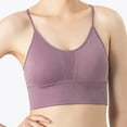 thumbnail image 3 of Bigersell Seamless Bra Set V-Neck Wire-Free Bra Support Women Women's Bras T-Shirt Bra Style R-98 Basic Bra Strap Nylon Balconette Bra Feature Everyday Bras Underwear Purple M, 3 of 5