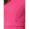 thumbnail image 5 of Vestido de tubo elegante para mujer Inspire Chic, con cuello redondo, mangas 3/4, abertura, ceñido y cinturón, color rosa intenso, 5 of 5