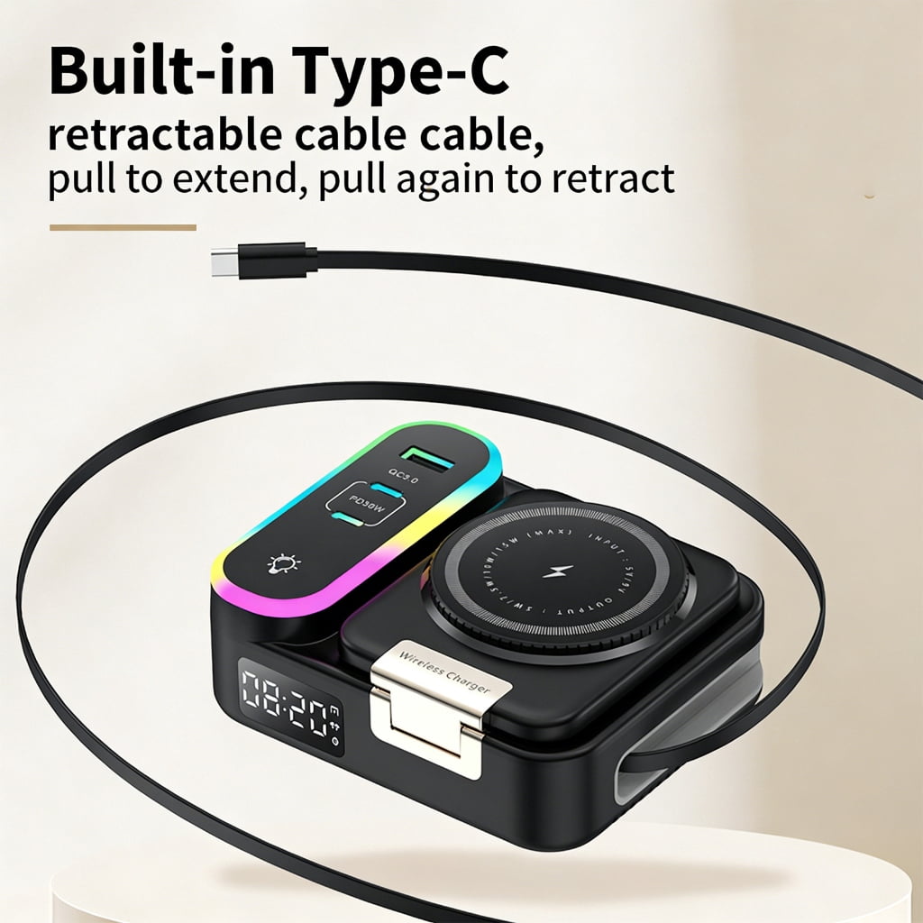 3 In 1 15W Magnetics Chargers With Flexible Retractable Cable For Phones And Watches