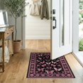 thumbnail image 2 of ODIKA 2'x3' Washable Accent Rug Pet Friendly, Bedside Mat Gothic Butterfly Moth Vintage Damask Frame Shaped Print Pink for Bedroom, Nursery, RV, 2 of 7