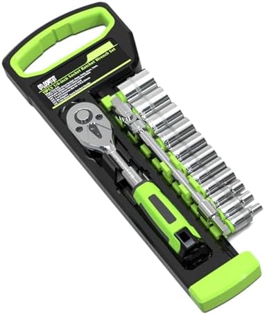 Slrongpowlr 53 Pcs 1/4" Drive Socket Ratchet Wrench Tool Set With Case - Metric Bit Sockets & Extensions