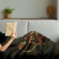 thumbnail image 3 of Fantasy Soft Flannel Fleece Throw Blanket, Mystery Dark Skin Girl with Headdress Eye to Eye with Snake Fairy Tale, Cozy Plush for Indoor and Outdoor Use, 60" x 80", Green Brown Cinnamon, by Ambesonne, 3 of 5
