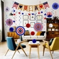thumbnail image 3 of 26Pcs Patriotic Decorations 4th of July Decor - LOVE USA Banner Red White Blue Paper Fans Star Streamer Pom Poms Hanging Swirls for Veterans day,Labor Day,Presidents Day,Flag Day, 3 of 6