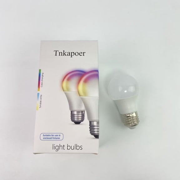 Tnkapoer Light bulbs, Electric Smart Light Bulbs with RGB Color Changing and Tunable White, 2.4Ghz WiFi Light Bulbs, No Hub Needed,Dimmable 60 Watt = LED 9W