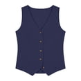 thumbnail image 5 of YaEYa Linen Vest Tops for Women Summer Lightweight Button Down Sleeveless Shirts V Neck, Business Casual Vests Tank Top Fashion 2026 for Work Office Teacher Outfits Vacation (Navy,XXXL), 5 of 5