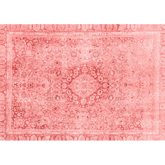 Ahgly Company Machine Washable Indoor Rectangle Abstract Red Modern Area Rugs, 8' x 12'