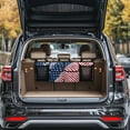 thumbnail image 3 of KUIFORTI USA Flag Car Trunk Organizer with 4 Storage Bag Oxford Fabric Car Organization Adjustable Backseat Hanging Organizer Super Capacity -Trunk Organizer for SUV,Truck,Van, It Easy to Find Things, 3 of 6