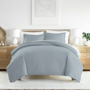 Noble Linens Light Blue Duvet Cover Set, Full/Queen