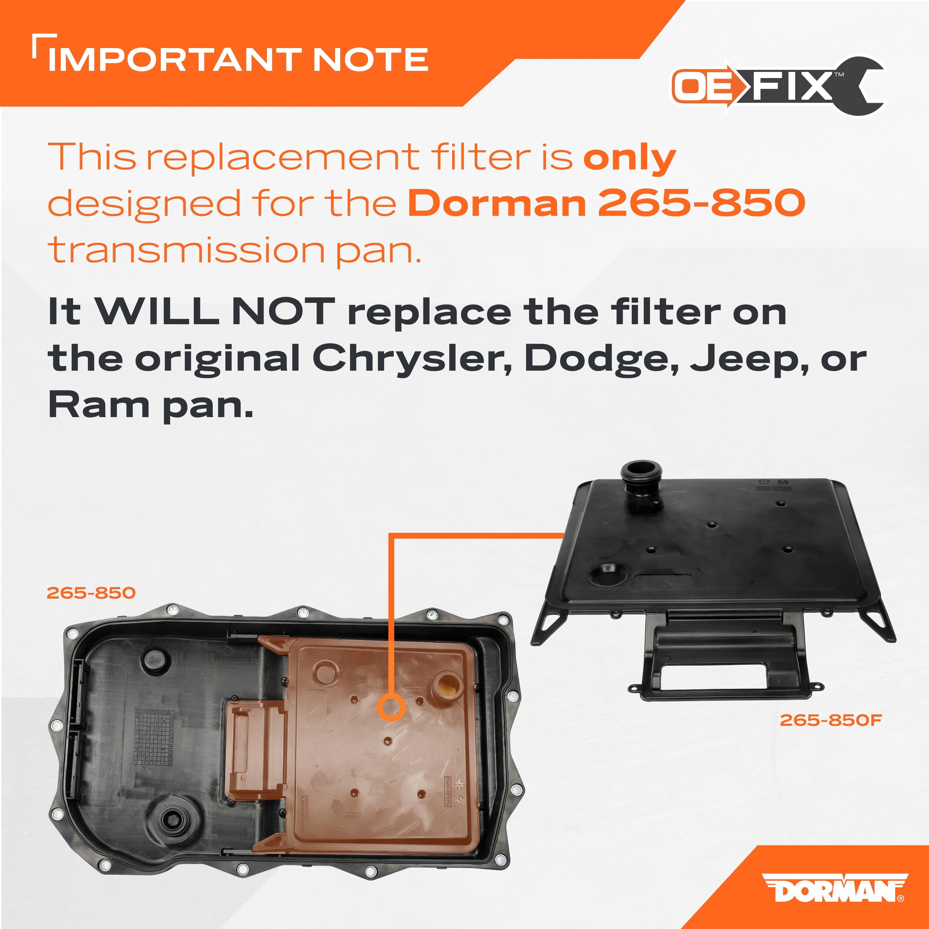 Dorman 265-850F Transmission Filter Kit for Specific Models, Black