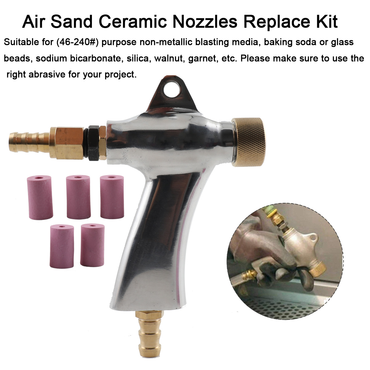 TABODD Sandblaster Kit Air Nozzles Sandblasting Siphon Feed Blast Gun Tube Sand Blaster