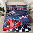 thumbnail image 2 of Homewish Racing Car Twin Sheet Sets,Speed Extreme Sport Twin Fitted Sheet,White Black Ckeckered Flag Flat Sheet For Boys Kids,Breathable Home Decor,3pcs, 2 of 7
