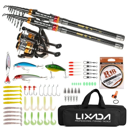 Spinning Rod Rod And Reel Rod 2pcs Reel Rod With Reel Carrier Saltwater Lures Kit Carrier Rod 2 Piece Rod Reel Rod Reel Combo Carbon Fiber Freshwater Lures Set Rod Saltwater Freshwater