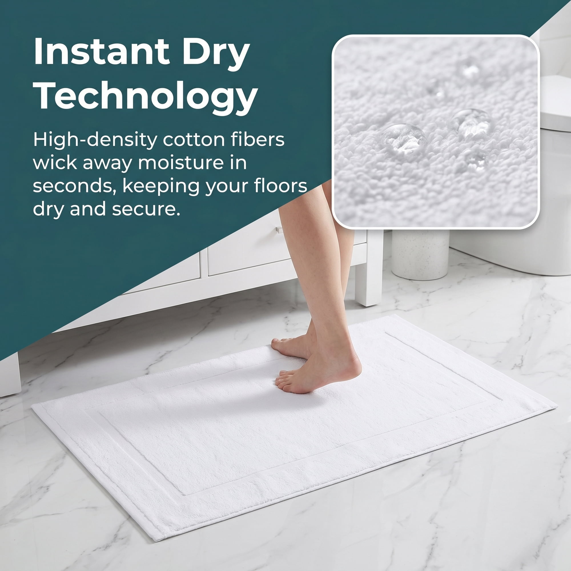 Unique Bargains Luxurious Cotton Bath Rug with Geometric Square Pattern White 32"x20"