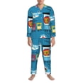 thumbnail image 3 of Sikiie Transportations With Cute Animals Mens Pajama Set, Soft Warm Long Sleeve Sleepwear, Cozy Button-Down Pjs for Men-, 3 of 7