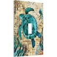 thumbnail image 2 of Decorative 1 Gang Single Toggle Light Switch Wall Plate Cover Nautical Ocean Beach Turquoise Teal Sea Turtle World Map Tortoise Mid Size Device Electrical Outlet Cover Receptacle Plug Face Plate, 2 of 7
