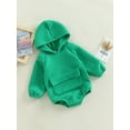 thumbnail image 3 of TSEXIEFOOFU Baby Fall Winter Hooded Romper Casual Long Sleeve Solid Color Front Pocket Bodysuit, 3 of 8