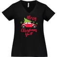 thumbnail image 3 of Inktastic Merry Christmas Ya'll with Red Car and Tree Women's Plus Size V-Neck T-Shirt, 3 of 5