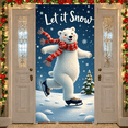 thumbnail image 3 of Cartoon Polar Bear Winter Banner Snowflakes Ice Skating Holiday Let it Snow for Winter Party Christmas Event Seasonal Decoration, 3 of 9