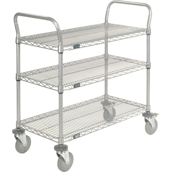 Nexel® Utility Cart w/3 Shelves & Poly Brake Casters 1200 lb. Cap 36"L x 18"W x 39"H