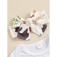 thumbnail image 5 of Bagilaanoe 3pcs Newborn Baby Girl Shorts Set Short Sleeve Letter Print Romper Tops + Shorts + Headband 3M 6M 12M 18M Infant Casual Summer Clothes, 5 of 8