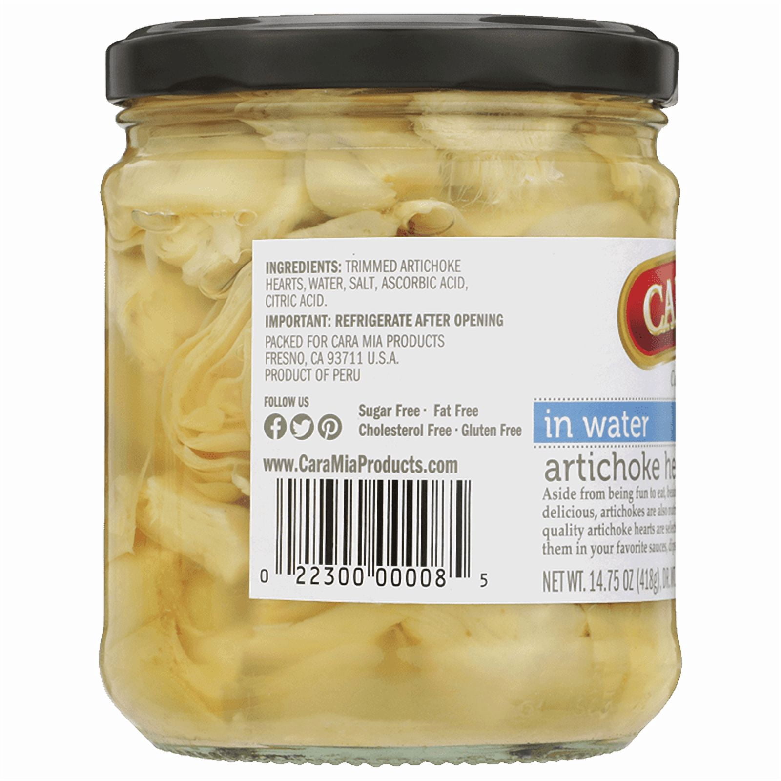 (3 pack) Cara Mia Gluten Free Non-GMO Artichoke Hearts in Water, 14.75 oz Jar