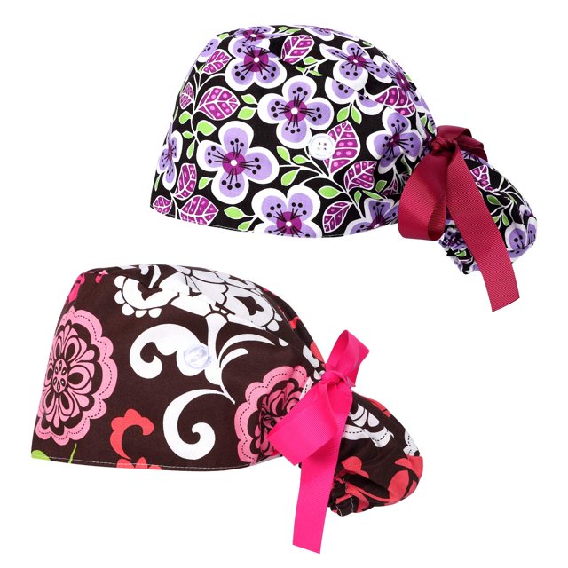 Fassave 2 piezas de botones de trabajo para mujer, lazo ajustable, banda para el sudor, gorro de pelo largo, color 05 grande