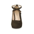 thumbnail image 5 of BLISSFUL STEP Women's Shoes Platform Round Toe Cross Strap Buckle Closure Stiletto Heel  Mary Jane Pumps Dark Brown 6, 5 of 5