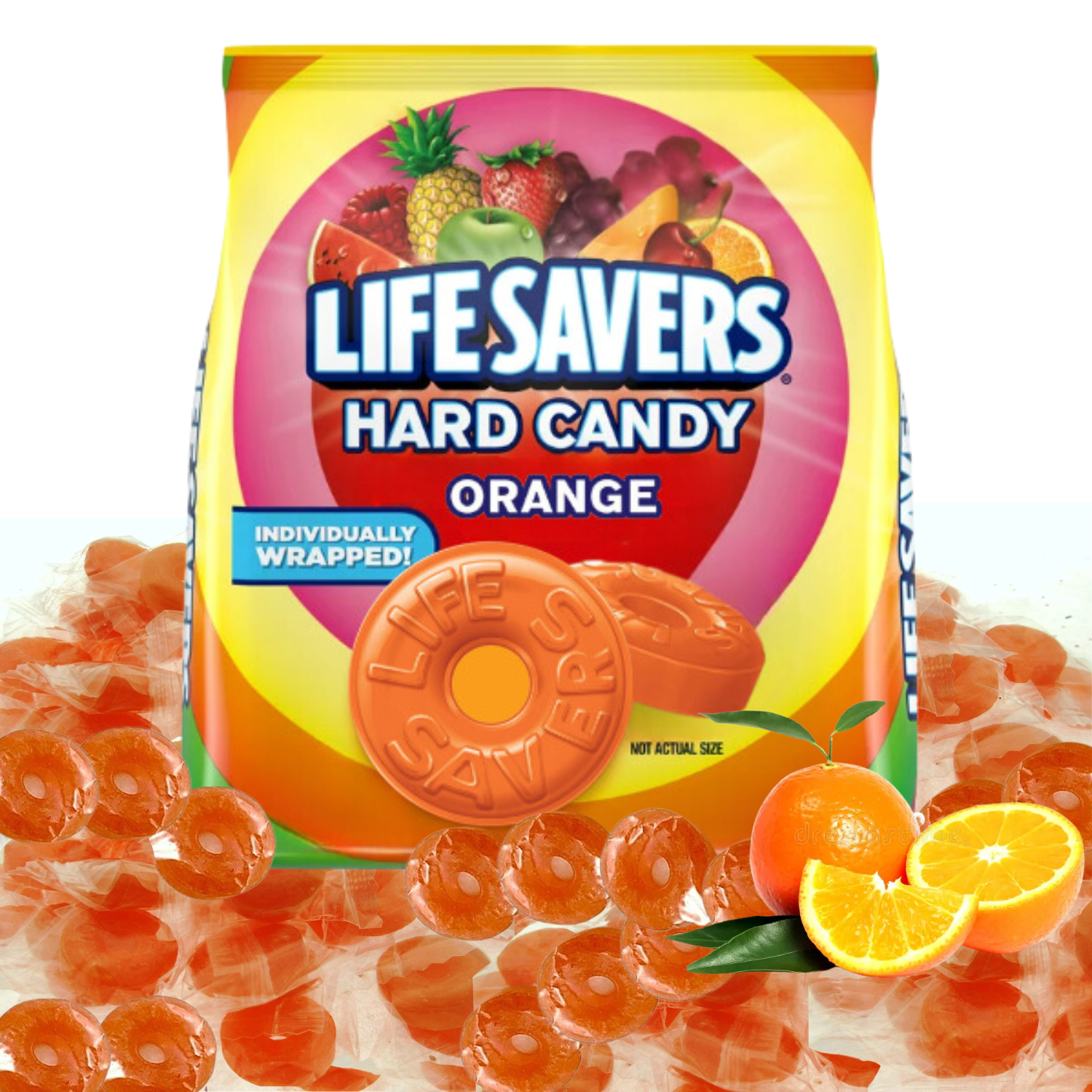 Lifesavers Orange Fruit Flavor Individually Wrapped Hard Candy - 2 LB of Life Savers Orange Candy by TRIONI
