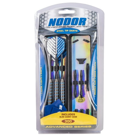 Fit Flight Shafts Spinning Nodor Striped Steel Tip Dart Set - Metallic - With Slim, Convenient Carry Case and Spare Flights and Shafts ()