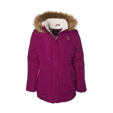 Limited Too Fur trim heavyweight anorak jacket with sherpa fleece lining (big girls)